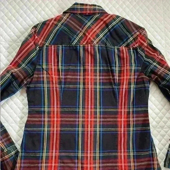 J Crew Christmas tartan holiday plaid long sleeve button front shirt 8 - Picture 5 of 7